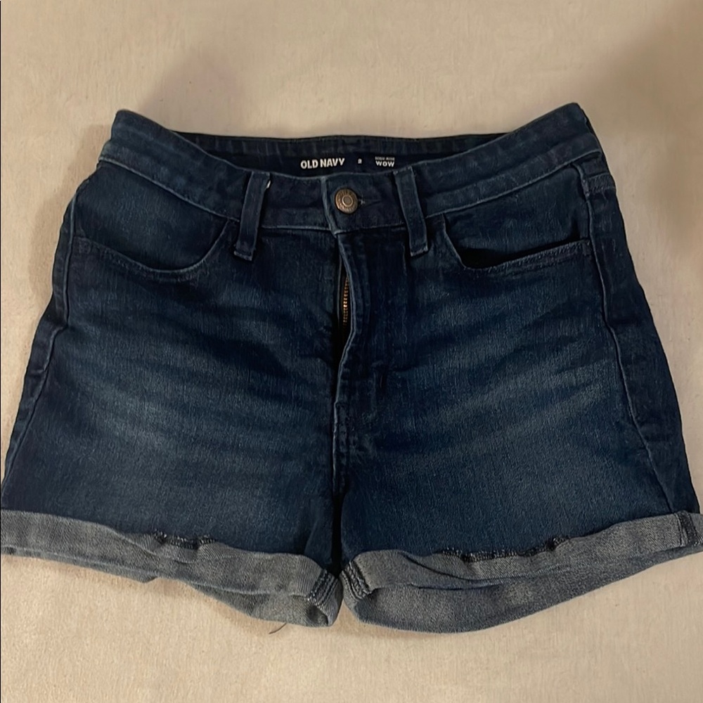 Old Navy Blue Jean “WOW” High Rise Shorts - Dark Blue- 3 inch inseam